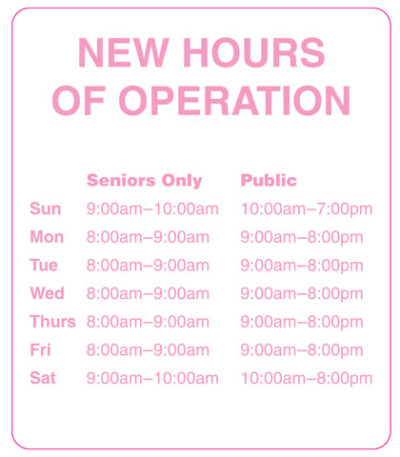 BCI WINDOW-CLEAR-HOURS-500 Labels